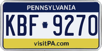 PA license plate KBF9270