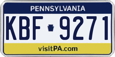 PA license plate KBF9271