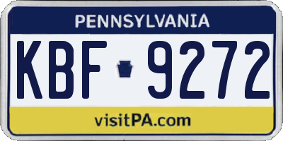 PA license plate KBF9272