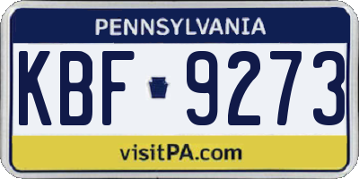 PA license plate KBF9273