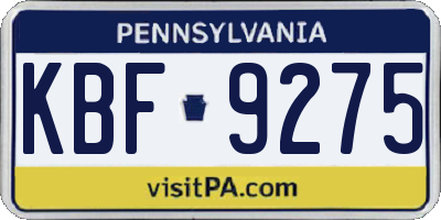 PA license plate KBF9275
