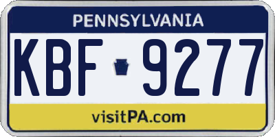 PA license plate KBF9277