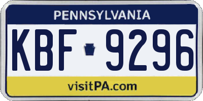 PA license plate KBF9296
