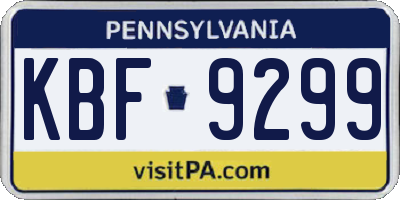 PA license plate KBF9299