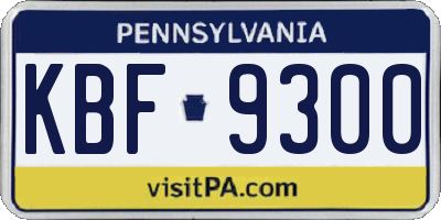 PA license plate KBF9300