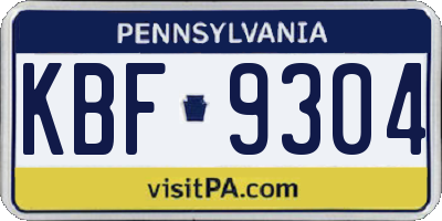 PA license plate KBF9304