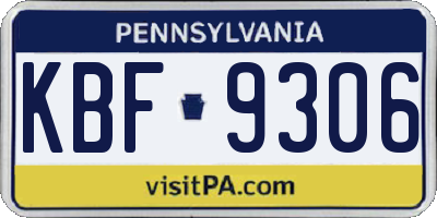 PA license plate KBF9306