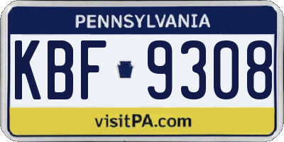 PA license plate KBF9308