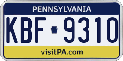 PA license plate KBF9310