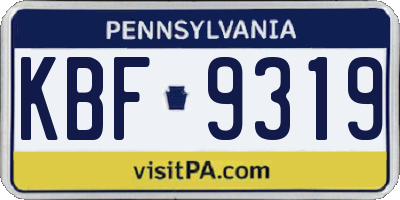 PA license plate KBF9319