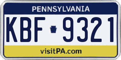 PA license plate KBF9321