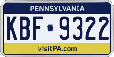 PA license plate KBF9322
