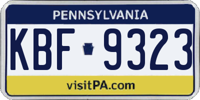 PA license plate KBF9323