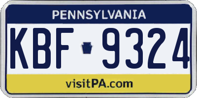 PA license plate KBF9324