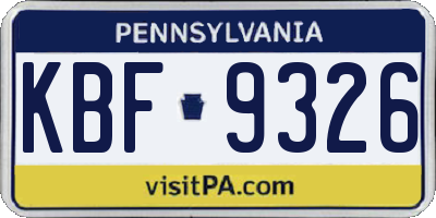 PA license plate KBF9326