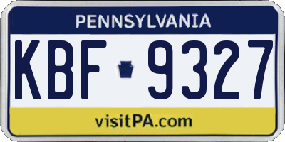 PA license plate KBF9327