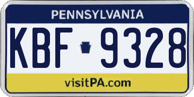 PA license plate KBF9328