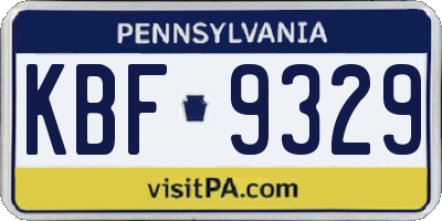 PA license plate KBF9329