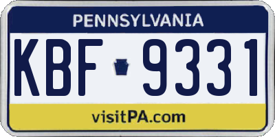 PA license plate KBF9331