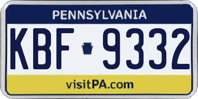 PA license plate KBF9332