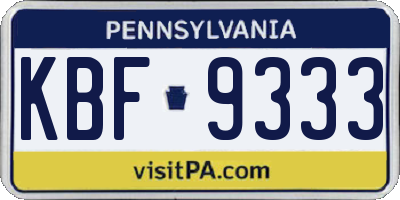 PA license plate KBF9333