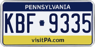 PA license plate KBF9335