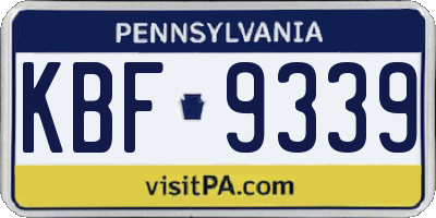 PA license plate KBF9339