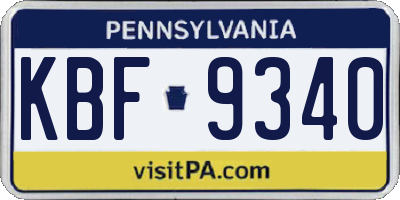 PA license plate KBF9340