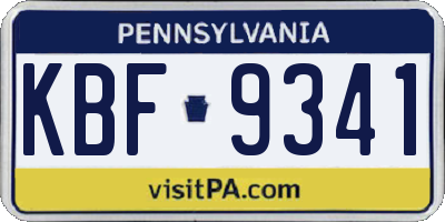 PA license plate KBF9341