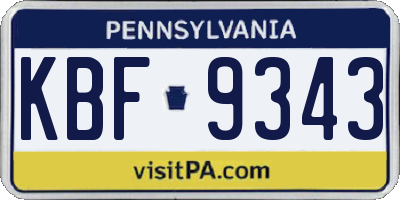 PA license plate KBF9343
