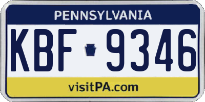 PA license plate KBF9346