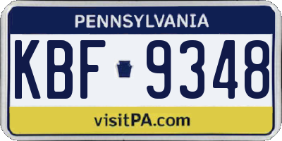 PA license plate KBF9348