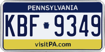 PA license plate KBF9349