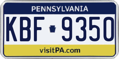 PA license plate KBF9350