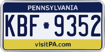 PA license plate KBF9352