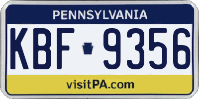 PA license plate KBF9356