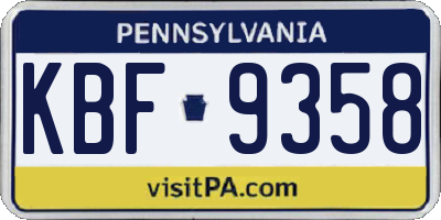 PA license plate KBF9358