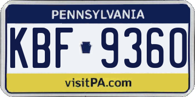 PA license plate KBF9360