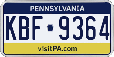 PA license plate KBF9364