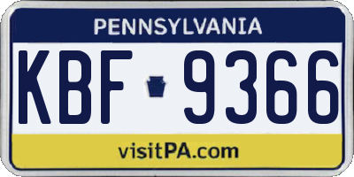 PA license plate KBF9366