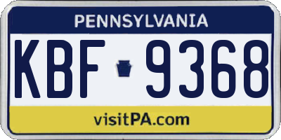 PA license plate KBF9368