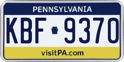 PA license plate KBF9370