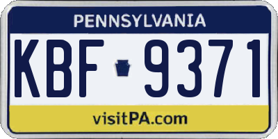 PA license plate KBF9371