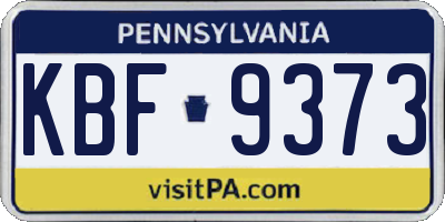 PA license plate KBF9373