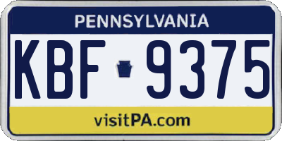 PA license plate KBF9375