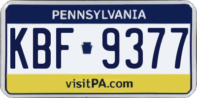 PA license plate KBF9377