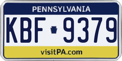 PA license plate KBF9379