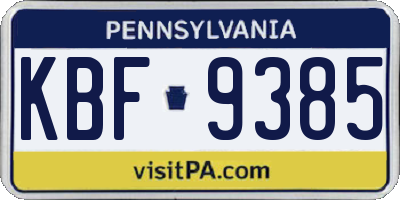 PA license plate KBF9385