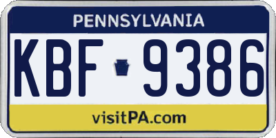 PA license plate KBF9386
