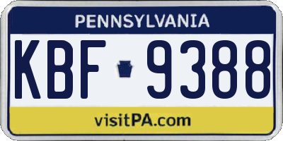 PA license plate KBF9388